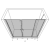 Alcove shower screen Hietakari Bläk 743 New York – 3D drawing Alcove shower screen Hietakari Bläk 743 New York, hinged door + hinged door with fixed part – 3