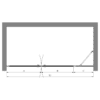Alcove shower screen Hietakari Bläk 743 New York – dimension drawing Alcove shower screen Hietakari Bläk 743 New York, hinged door + hinged door with fixed part – 2