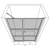 Alcove shower screen Hietakari Bläk 745 Tokyo – 3D drawing Alcove shower screen Hietakari Bläk 745 Tokyo, fixed wall + hinged door – 3