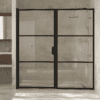 Alcove shower screen Hietakari Bläk 745 Tokyo, black frame, grey tinted glass Alcove shower screen Hietakari Bläk 745 Tokyo, black frame, grey tinted glass