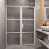 Alcove shower screen Hietakari Bläk 745 Tokyo, white frame, grey tinted glass Alcove shower screen Hietakari Bläk 745 Tokyo, white frame, grey tinted glass