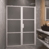 Alcove shower screen Hietakari Bläk 745 Tokyo, white frame, satin frosted glass Alcove shower screen Hietakari Bläk 745 Tokyo, white frame, satin frosted glass