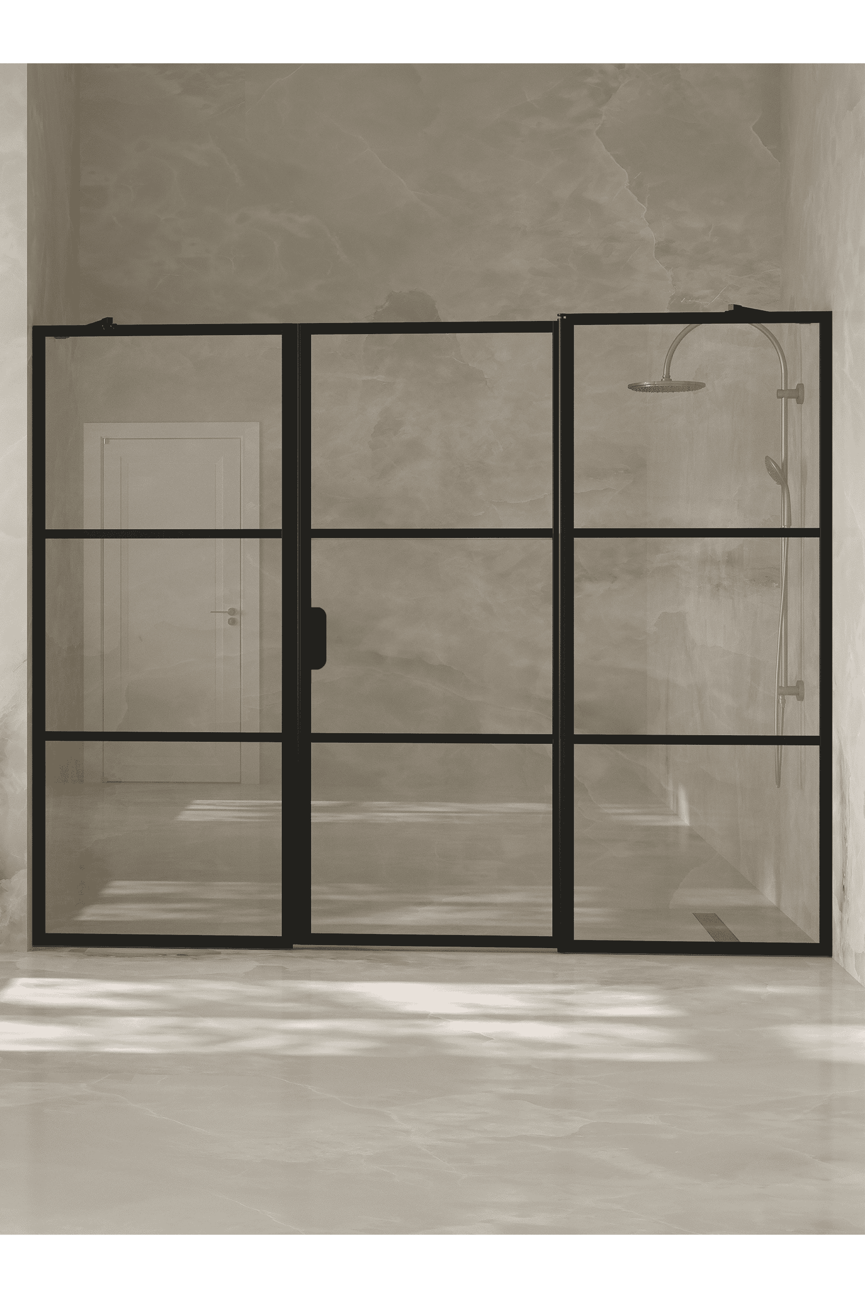 Alcove shower screen Hietakari Bläk 746 Tokyo, fixed wall + hinged door with fixed part – 5