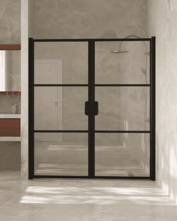 Alcove shower screen Hietakari Bläk 747 Tokyo, hinged door + hinged door