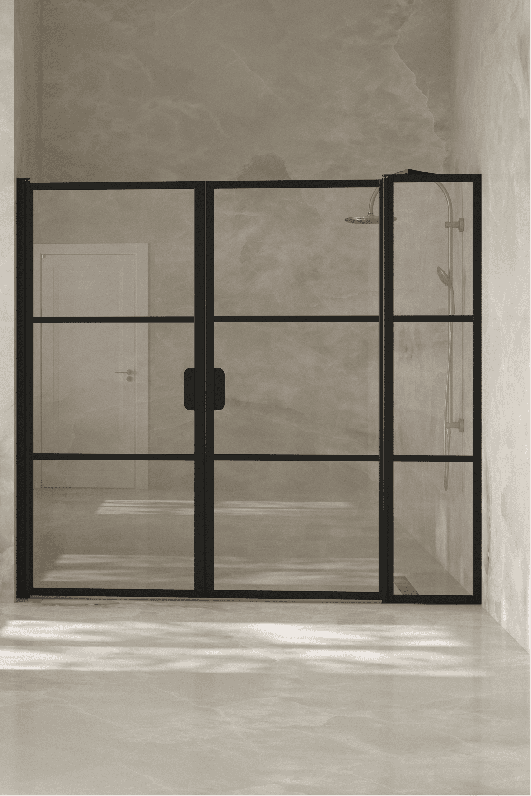 Alcove shower screen Hietakari Bläk 748 Tokyo, hinged door + hinged door with fixed part – 6