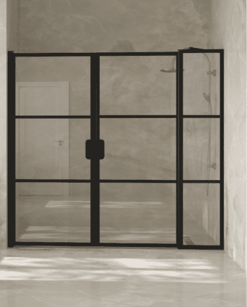Alcove shower screen Hietakari Bläk 748 Tokyo, hinged door + hinged door with fixed part