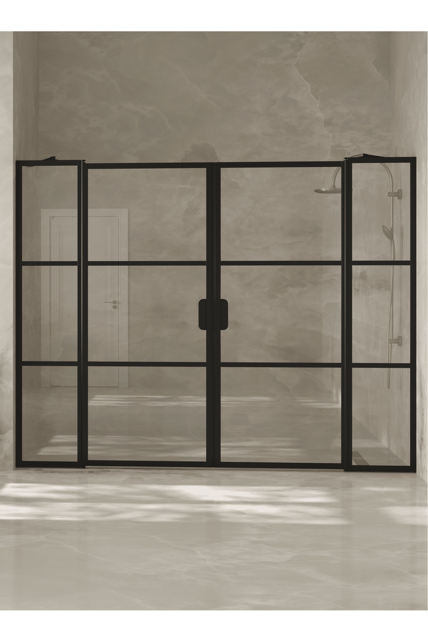 Alcove shower screen Hietakari Bläk 749 Tokyo, hinged door with fixed part + hinged door with fixed part – 7