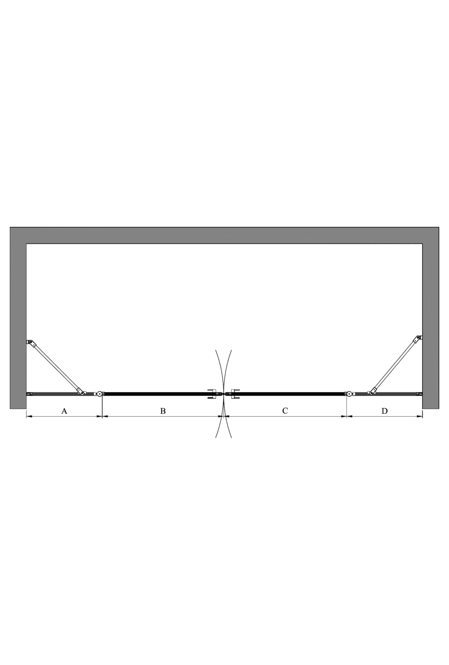 Alcove shower screen Hietakari Bläk 749 Tokyo, hinged door with fixed part + hinged door with fixed part – 2