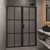 Alcove shower screen Hietakari Bläk 750 Paris, Cocoa frame, satin frosted glass