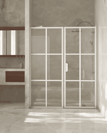 Alcove shower screen Hietakari Bläk 750 Paris, fixed wall + hinged door