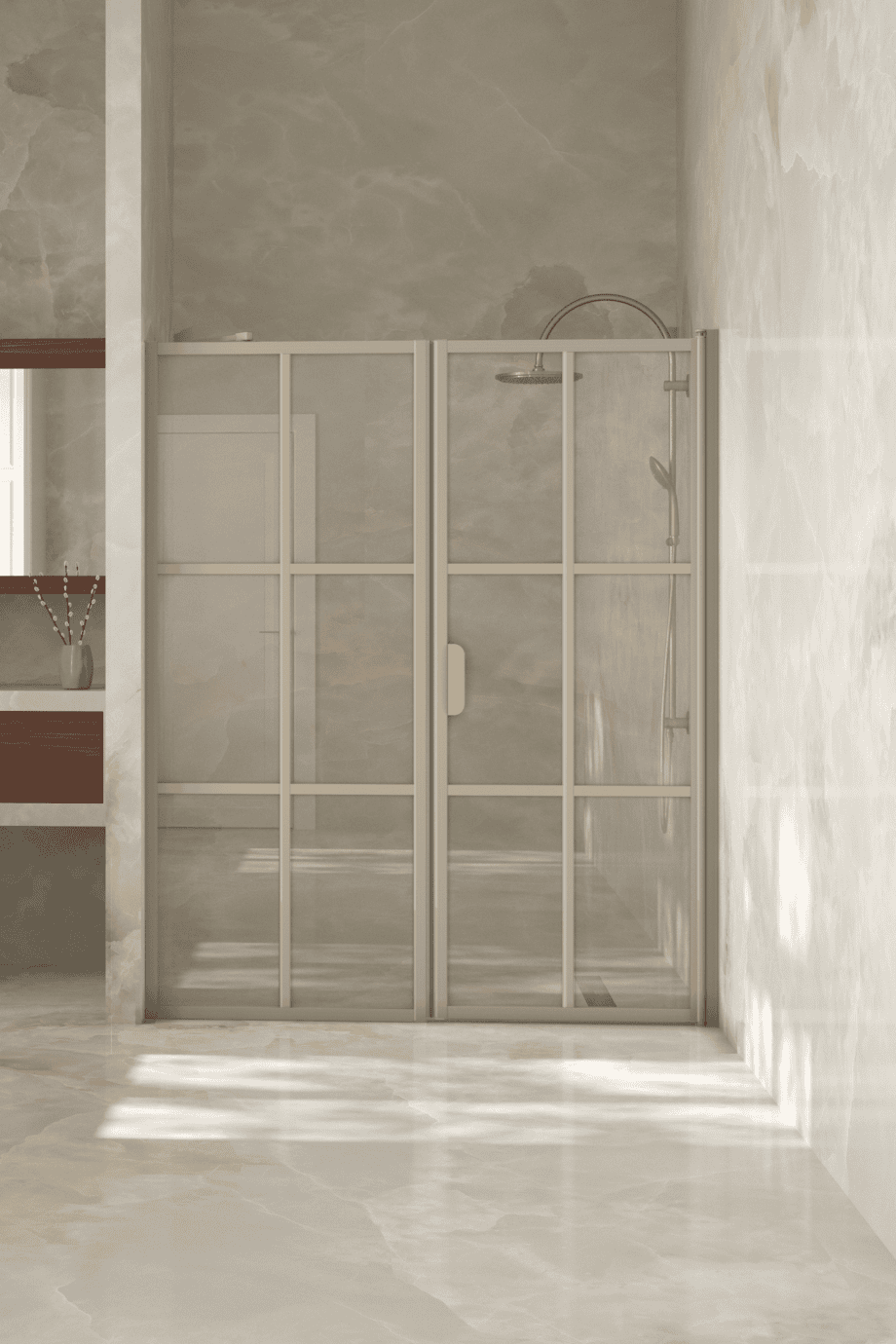 Alcove shower screen Hietakari Bläk 750 Paris, fixed wall + hinged door – 5