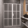 Alcove shower screen Hietakari Bläk 750 Paris, white frame, satin frosted glass