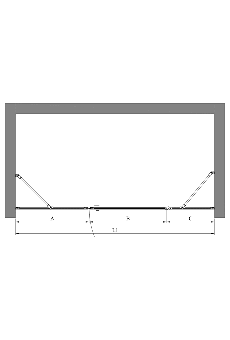Alcove shower screen Hietakari Bläk 751 Paris, fixed wall + hinged door with fixed part – 2