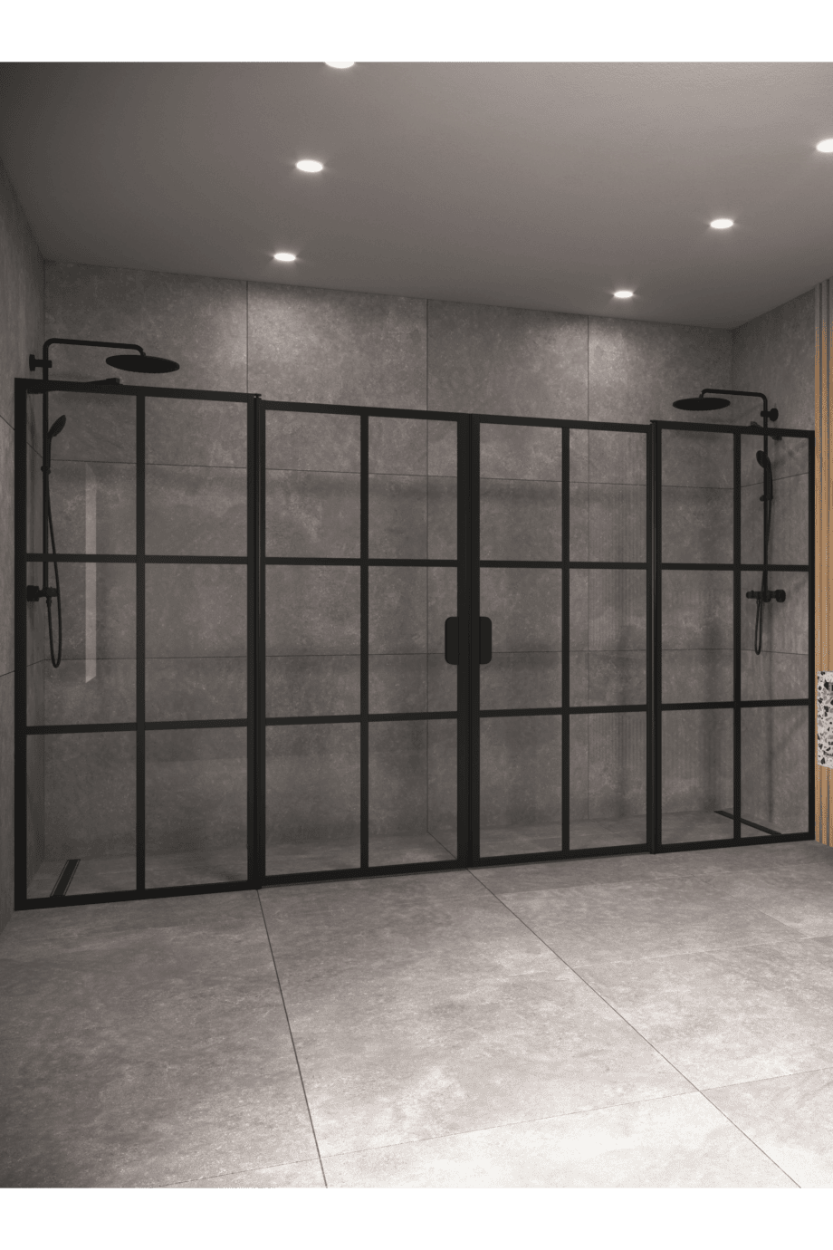 Alcove shower screen Hietakari Bläk 754 Paris, Cocoa frame, reeded glass