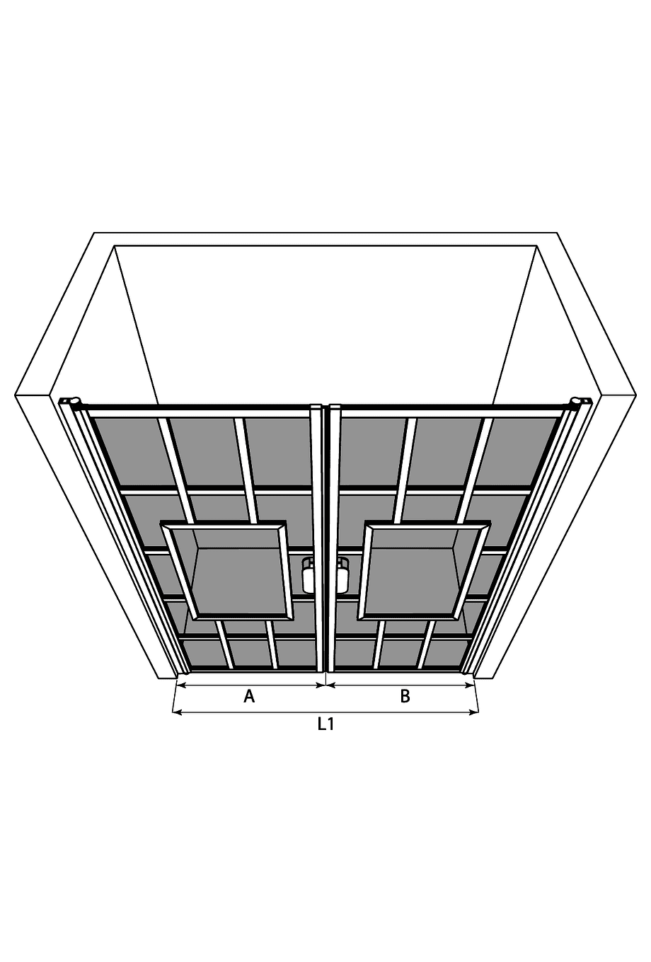 Alcove shower screen Hietakari Bläk 803 Shanghai, hinged door + hinged door – 3