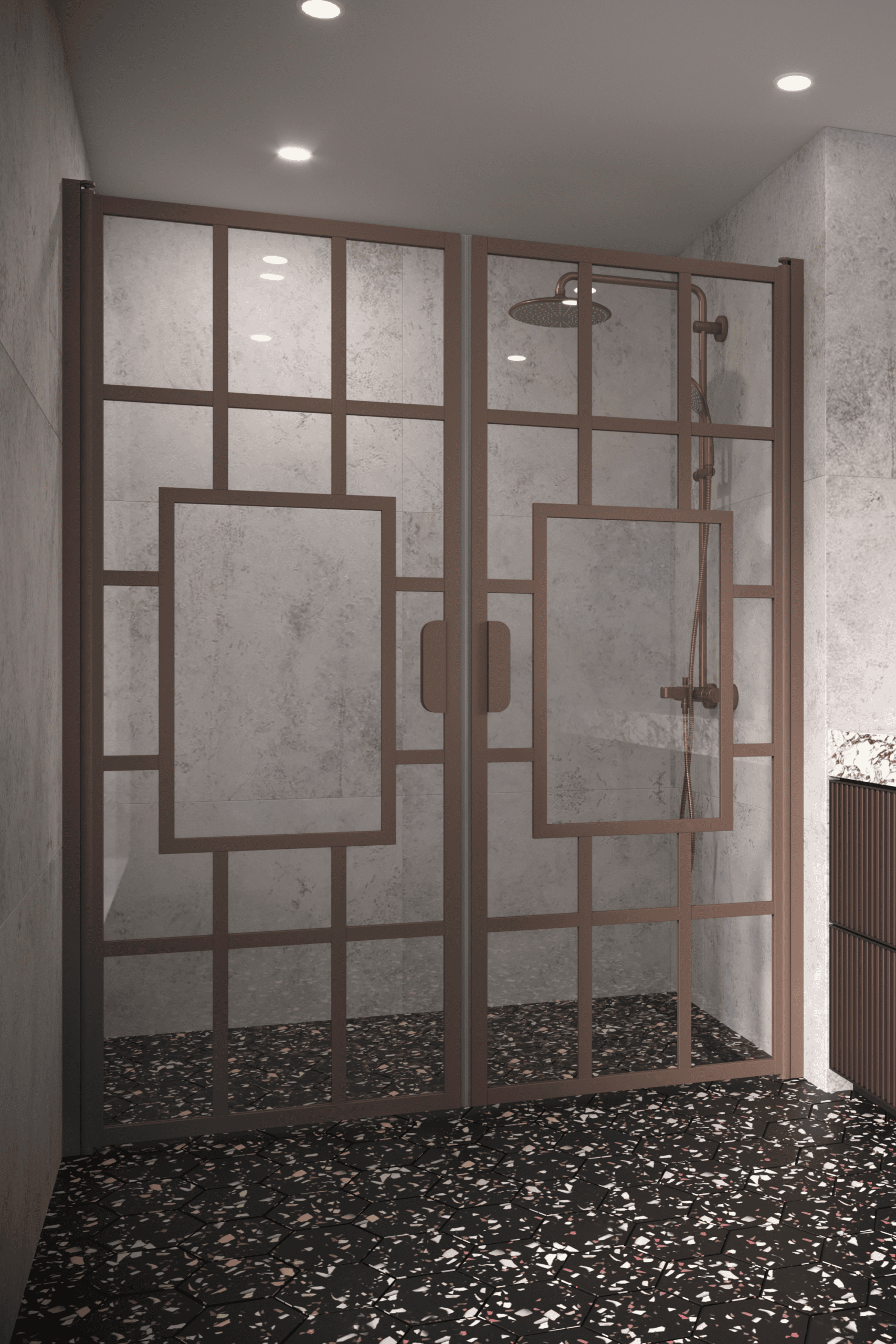 Alcove shower screen Hietakari Bläk 803 Shanghai, hinged door + hinged door