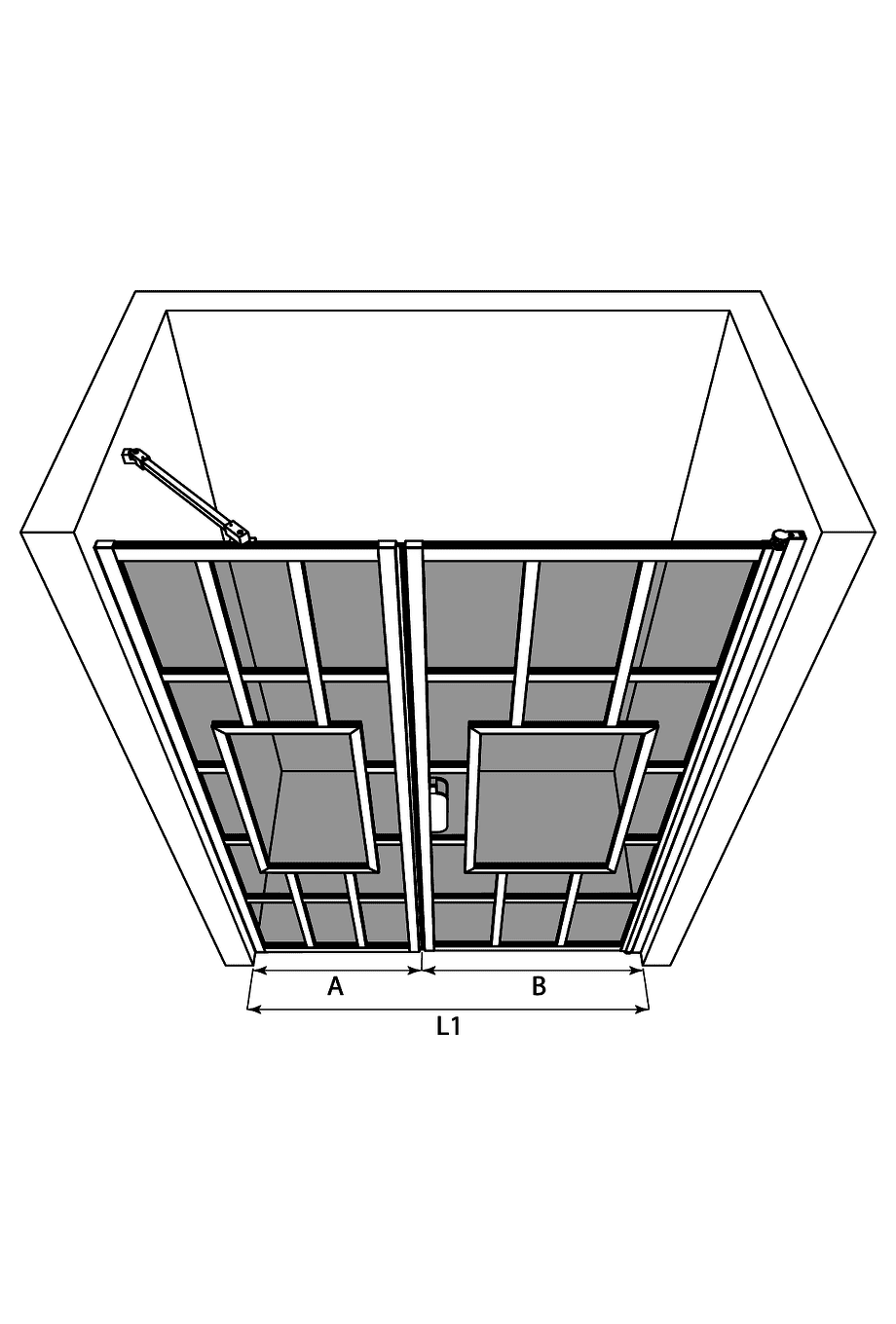 Alcove shower screen Hietakari Bläk 805 Shanghai, fixed wall + hinged door – 3