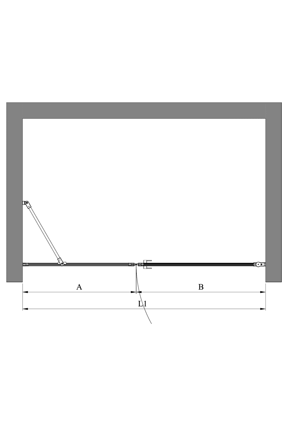Alcove shower screen Hietakari Bläk 805 Shanghai, fixed wall + hinged door – 2