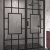 Alcove shower screen Hietakari Bläk 805 Shanghai, black frame, clear glass Alcove shower screen Hietakari Bläk 805 Shanghai, fixed wall + hinged door – 4