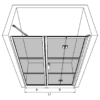 Alcove shower screen Hietakari Bläk 824 Tokyo – 3D drawing Alcove shower screen Hietakari Bläk 824 Tokyo, fixed wall + folding door – 3