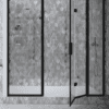 Alcove shower screen Hietakari Bläk 826 New York, Cocoa frame, reeded glass