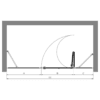 Alcove shower screen Hietakari Bläk 827 Tokyo – dimension drawing Alcove shower screen Hietakari Bläk 827 Tokyo, fixed wall + folding door with fixed part – 2