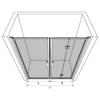 Alcove shower screen Hietakari Bläk 829 New York – 3D drawing Alcove shower screen Hietakari Bläk 829 New York, hinged door + folding door – 3
