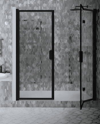 Alcove shower screen Hietakari Bläk 829 New York, white frame, clear glass