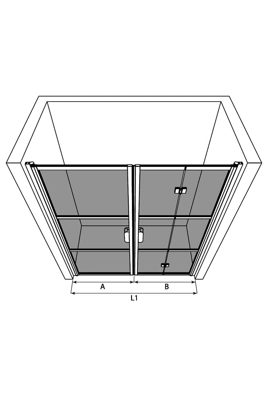 Alcove shower screen Hietakari Bläk 830 Tokyo, hinged door + folding door – 3