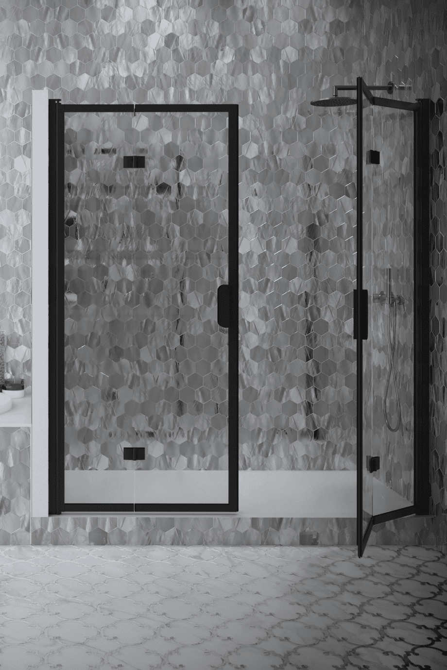 Alcove shower screen Hietakari Bläk 836 New York, Cocoa frame, grey tinted glass Alcove shower screen Hietakari Bläk 836 New York, Cocoa frame, grey tinted glass