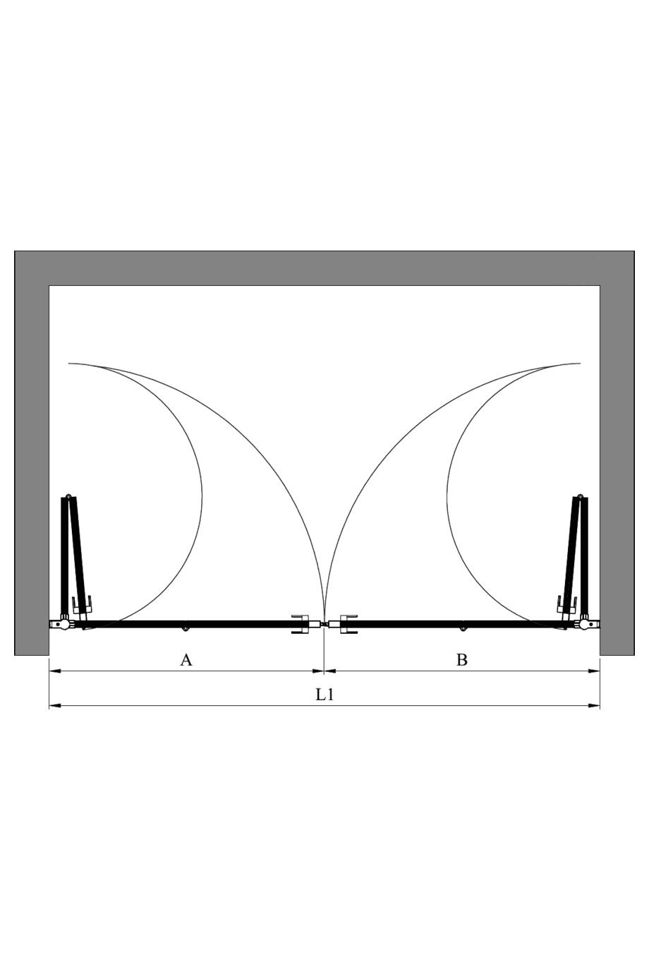Alcove shower screen Hietakari Bläk 836 New York, folding door + folding door – 2