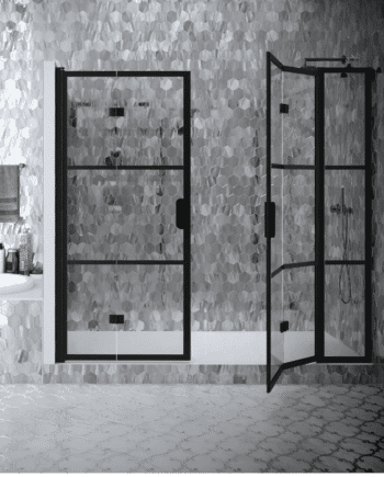 Alcove shower screen Hietakari Bläk 839 Tokyo, hinged door + hinged door with fixed part