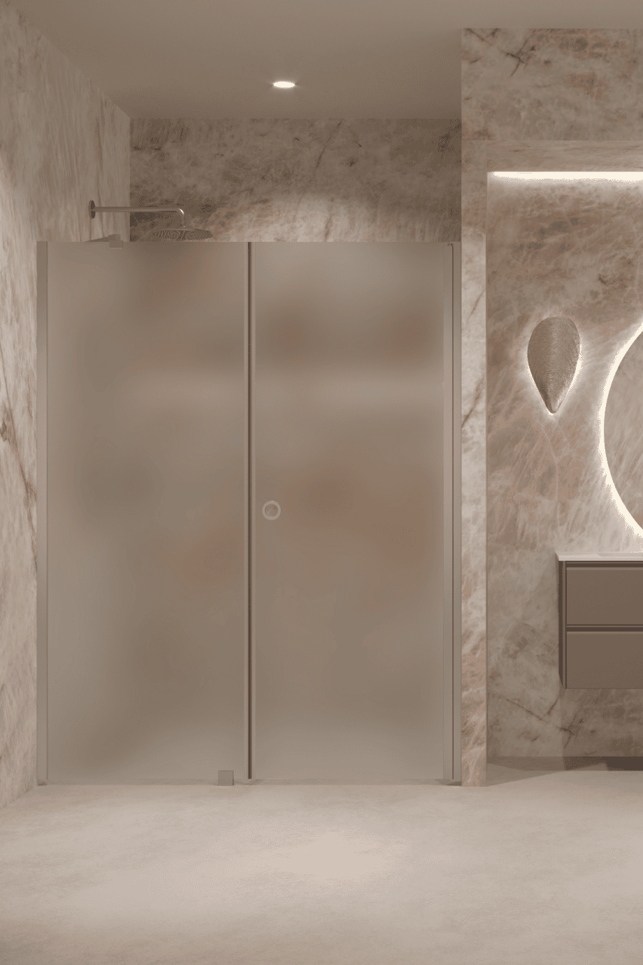 Alcove shower screen Hietakari Forma 317, aluminium frame, satin frosted glass Alcove shower screen Hietakari Forma 317, aluminium frame, satin frosted glass