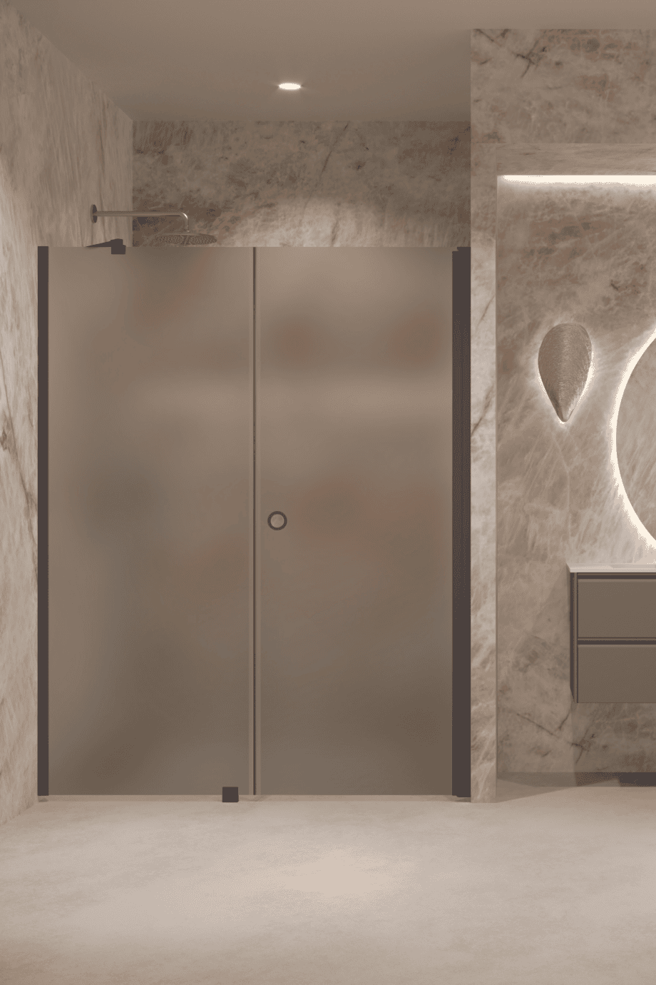Alcove shower screen Hietakari Forma 317, Cocoa frame, grey satin glass Alcove shower screen Hietakari Forma 317, Cocoa frame, grey satin glass