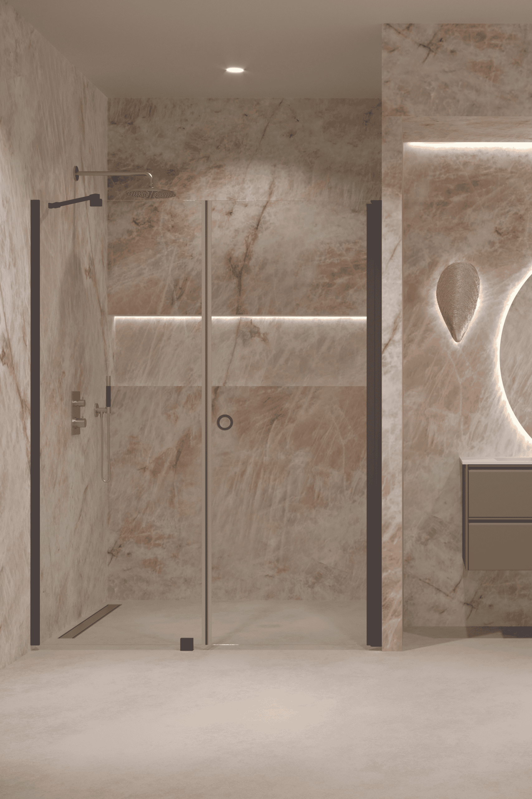 Alcove shower screen Hietakari Forma 317, fixed wall + hinged door – 9