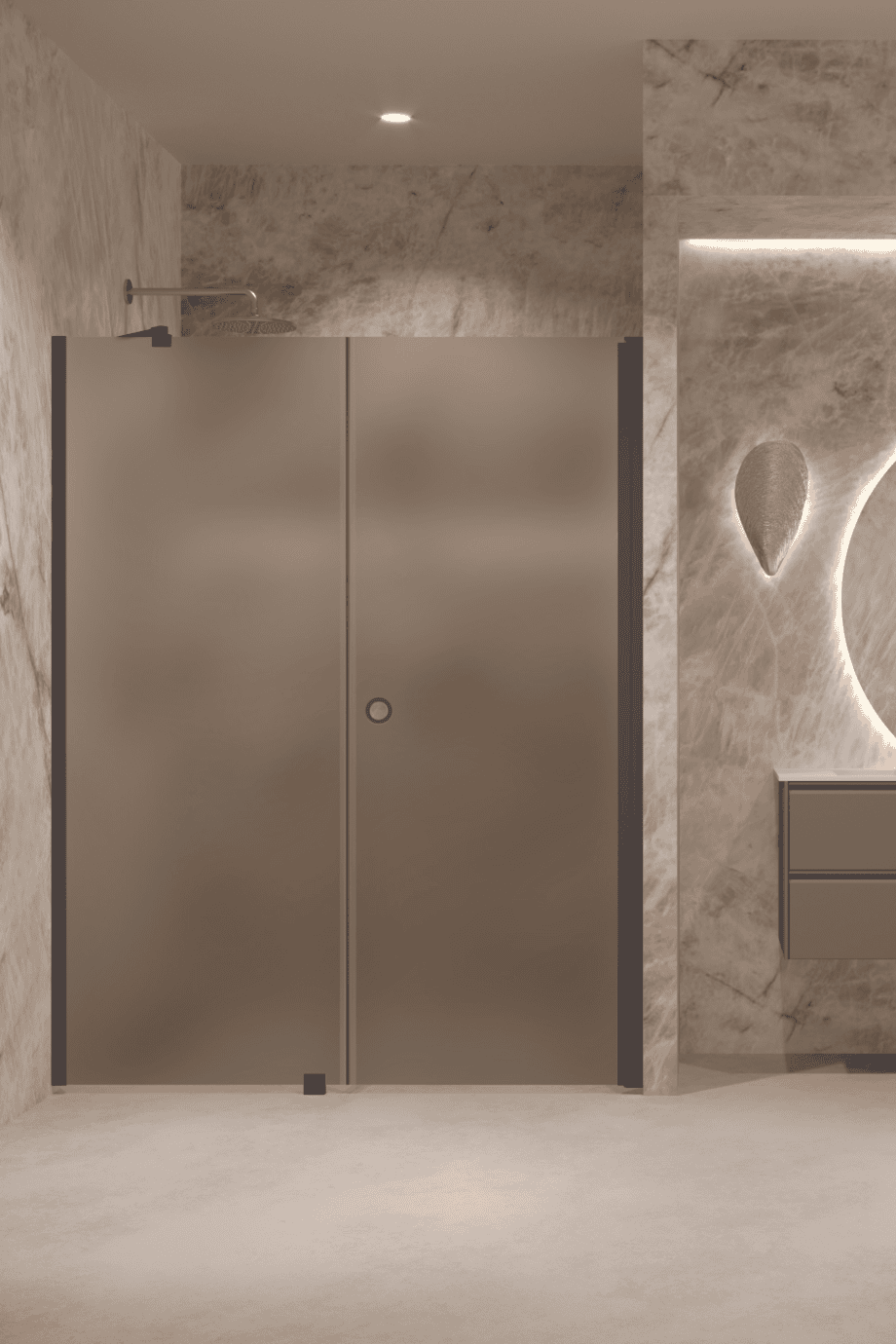 Alcove shower screen Hietakari Forma 317, Cocoa frame, brown satin glass Alcove shower screen Hietakari Forma 317, Cocoa frame, brown satin glass