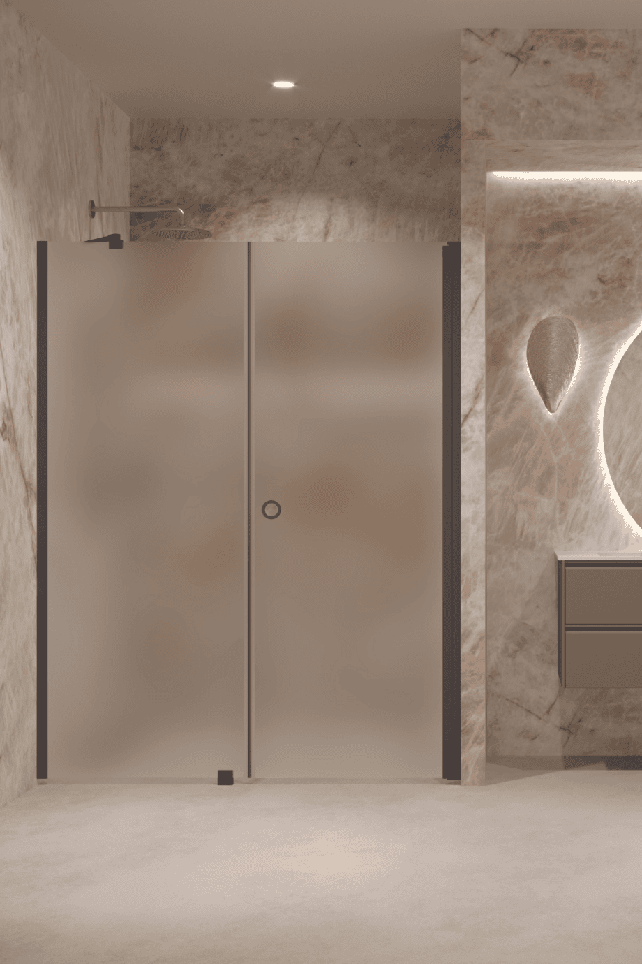 Alcove shower screen Hietakari Forma 317, Cocoa frame, super bright satin glass Alcove shower screen Hietakari Forma 317, Cocoa frame, super bright satin glass