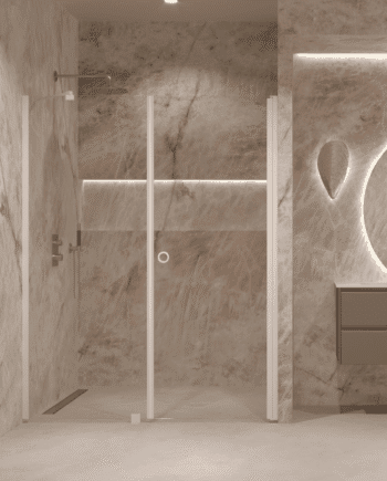 Alcove shower screen Hietakari Forma 317, fixed wall + hinged door