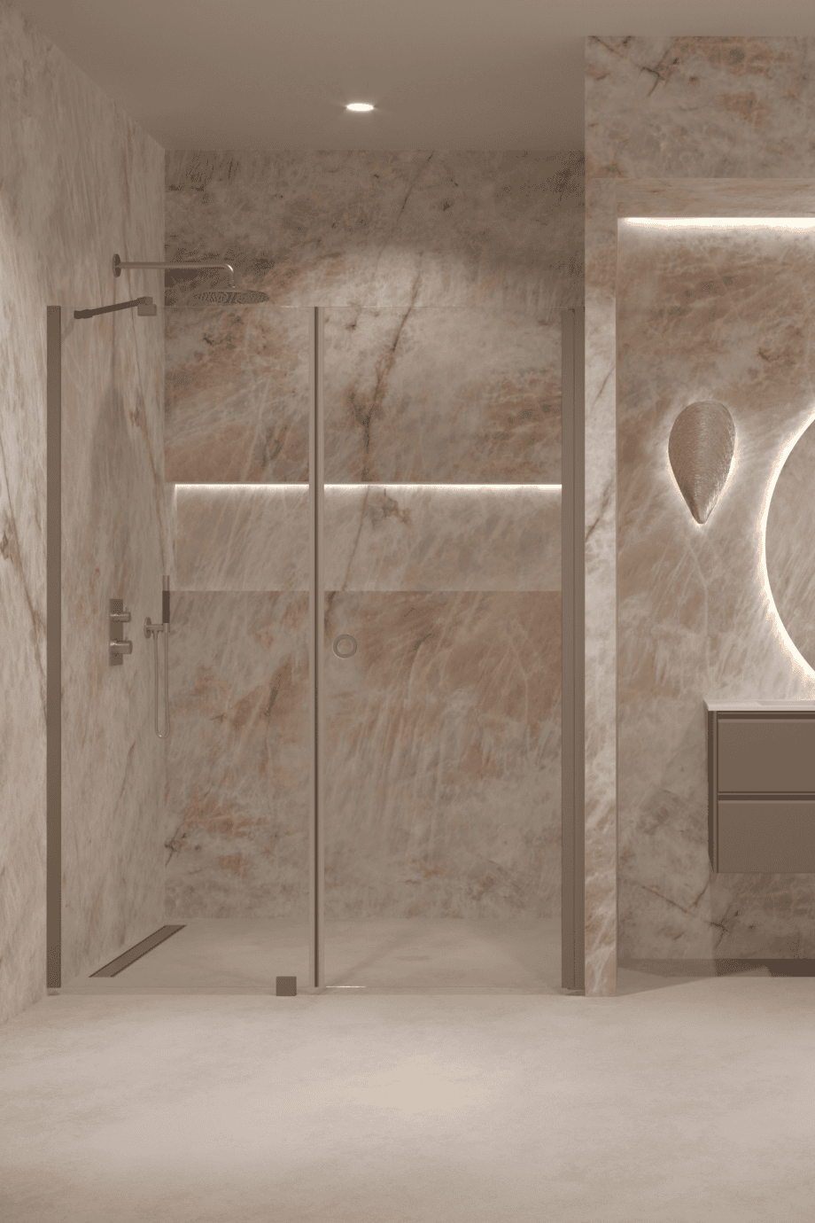Alcove shower screen Hietakari Forma 317, Mocha frame, clear glass Alcove shower screen Hietakari Forma 317, Mocha frame, clear glass