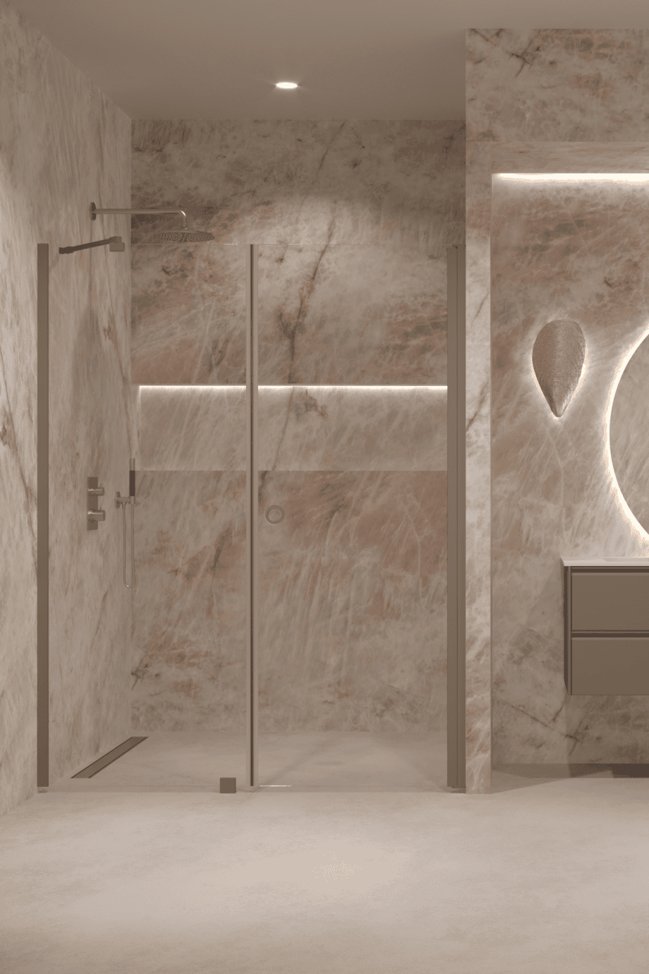 Alcove shower screen Hietakari Forma 317, Mocha frame, super bright glass Alcove shower screen Hietakari Forma 317, Mocha frame, super bright glass