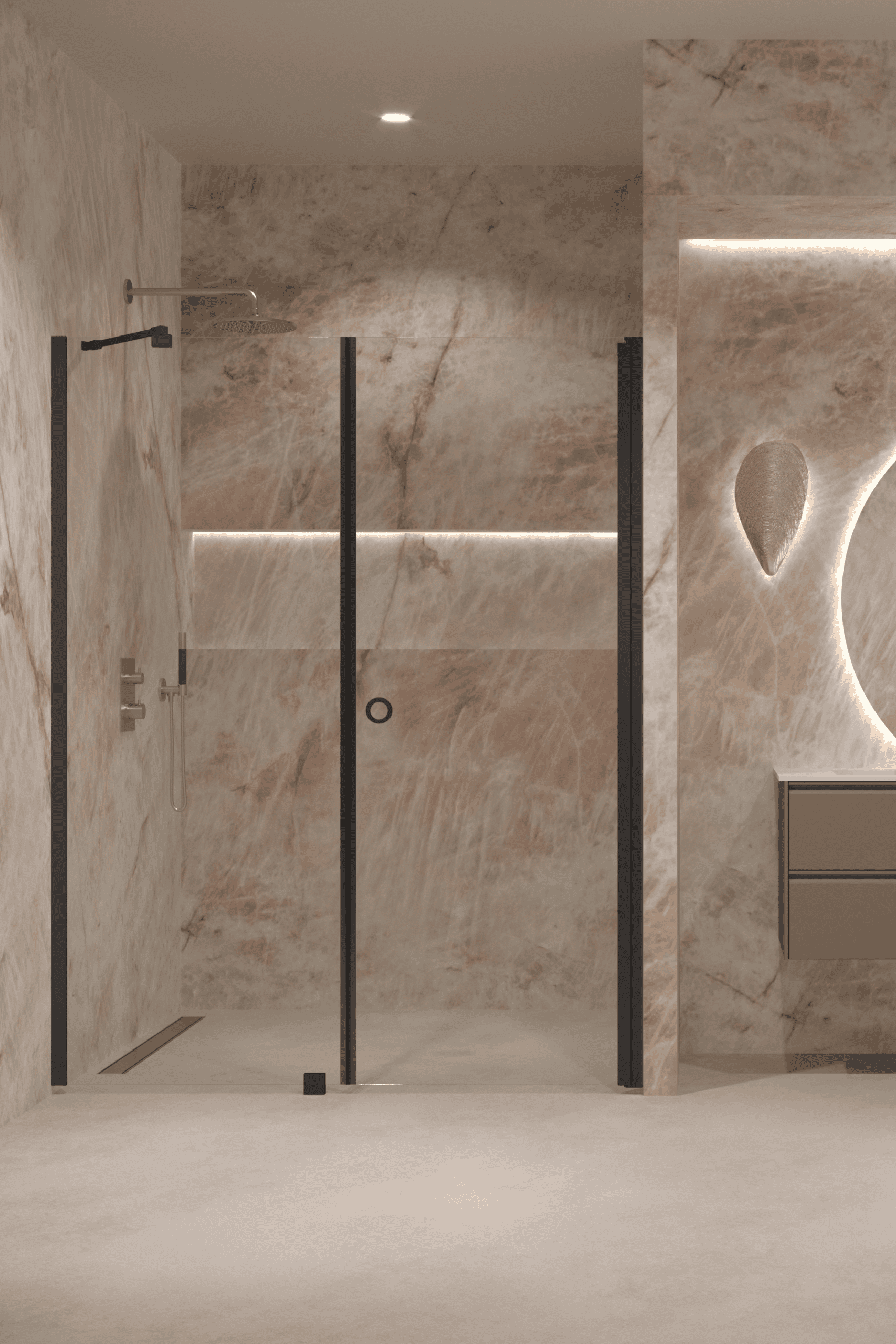 Alcove shower screen Hietakari Forma 317, fixed wall + hinged door – 6