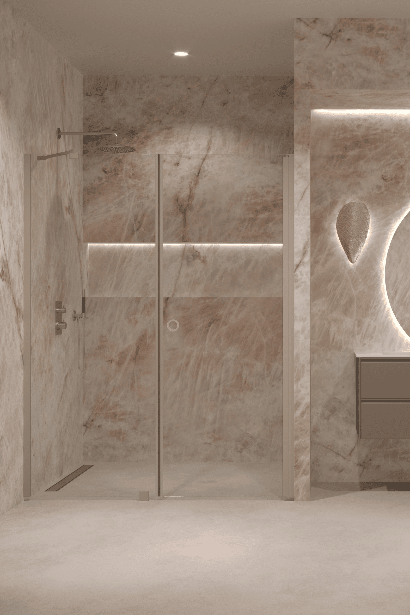 Alcove shower screen Hietakari Forma 317, fixed wall + hinged door – 7