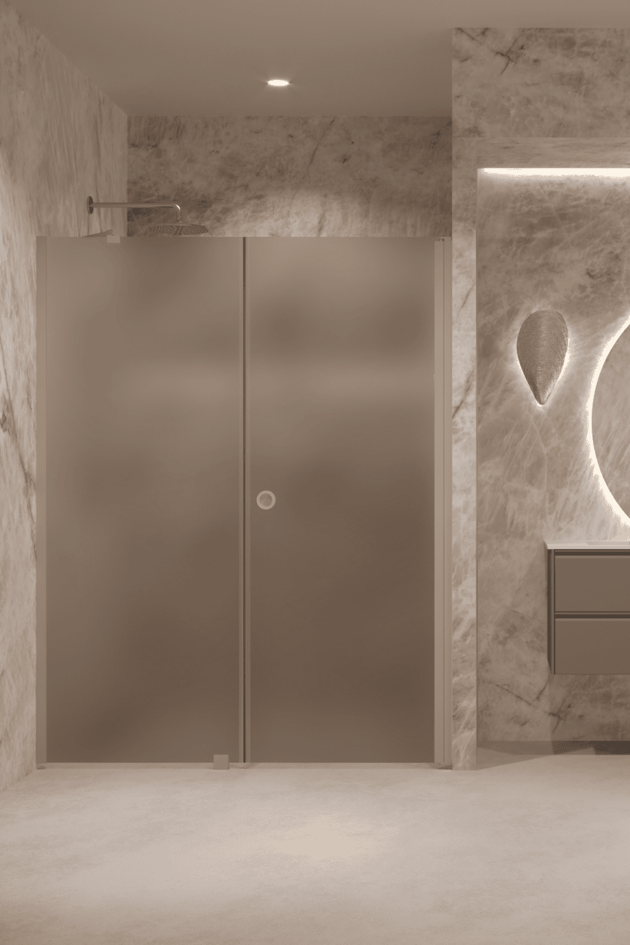 Alcove shower screen Hietakari Forma 317, Sand frame, brown satin glass Alcove shower screen Hietakari Forma 317, Sand frame, brown satin glass