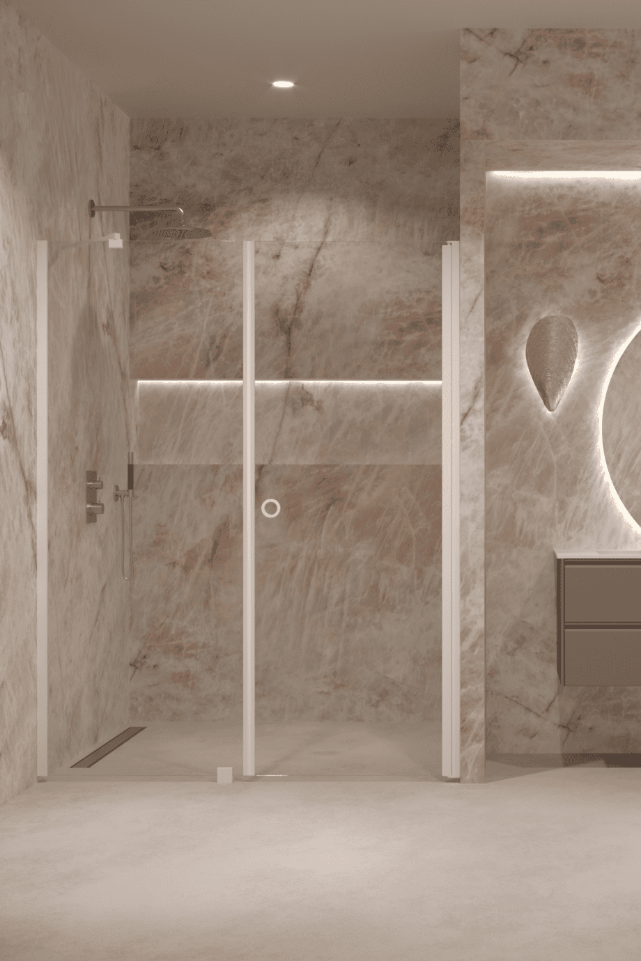 Alcove shower screen Hietakari Forma 317, fixed wall + hinged door Alcove shower screen Hietakari Forma 317, fixed wall + hinged door