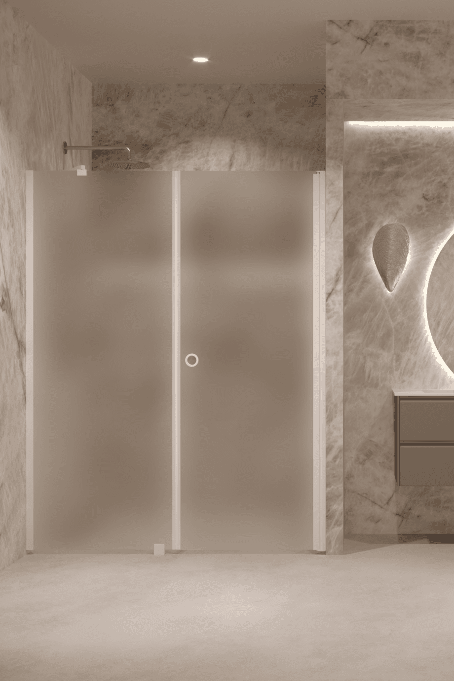 Alcove shower screen Hietakari Forma 317, white frame, satin frosted glass Alcove shower screen Hietakari Forma 317, white frame, satin frosted glass