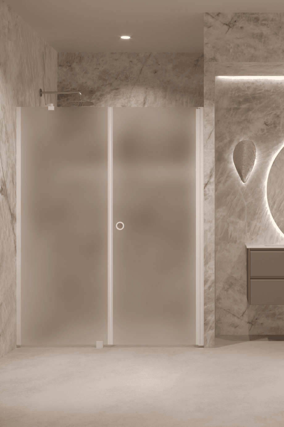 Alcove shower screen Hietakari Forma 317, white frame, super bright satin glass Alcove shower screen Hietakari Forma 317, white frame, super bright satin glass