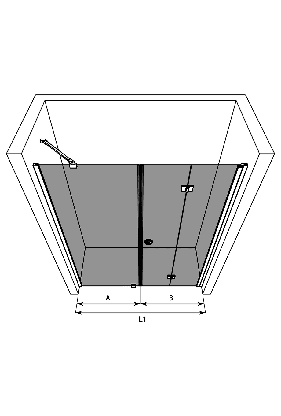 Alcove shower screen Hietakari Forma 318, fixed wall + folding door – 3