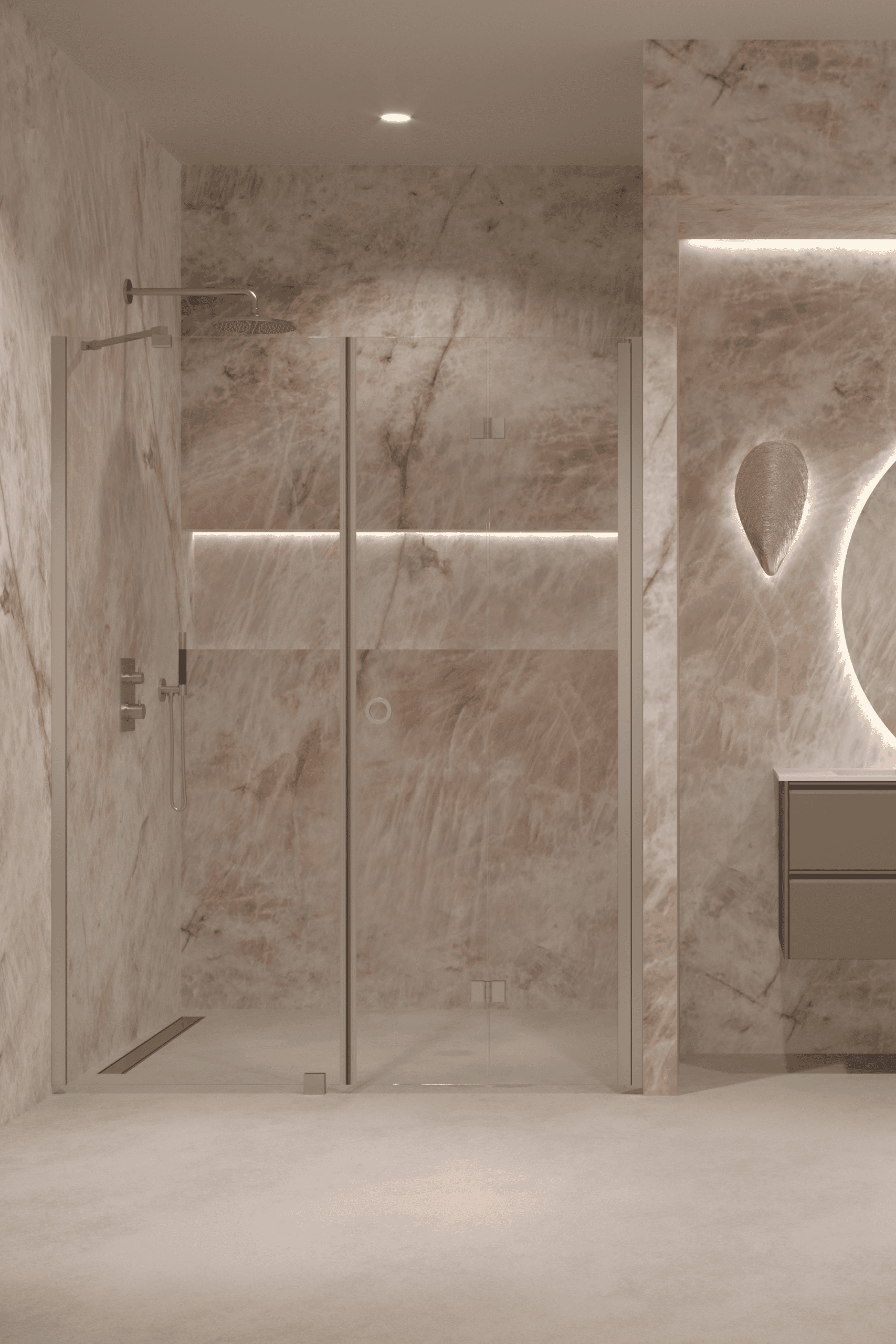Alcove shower screen Hietakari Forma 318, fixed wall + folding door – 5