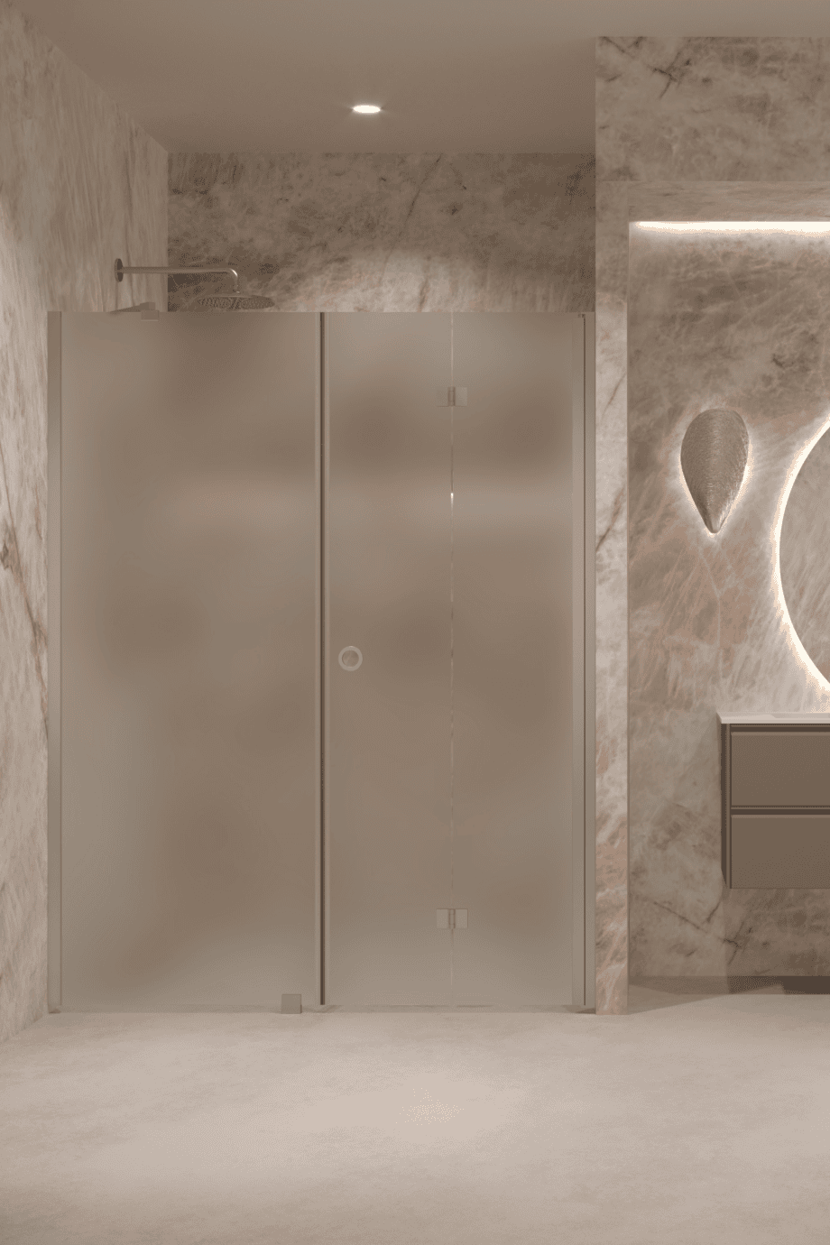 Alcove shower screen Hietakari Forma 318, aluminium frame, satin frosted glass Alcove shower screen Hietakari Forma 318, aluminium frame, satin frosted glass