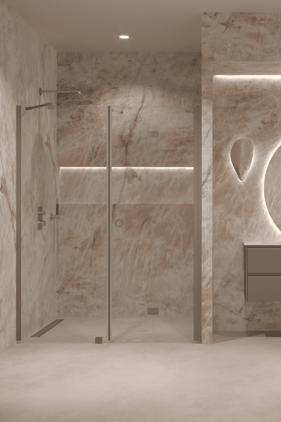 Alcove shower screen Hietakari Forma 318, fixed wall + folding door – view 8 Alcove shower screen Hietakari Forma 318, fixed wall + folding door – 8